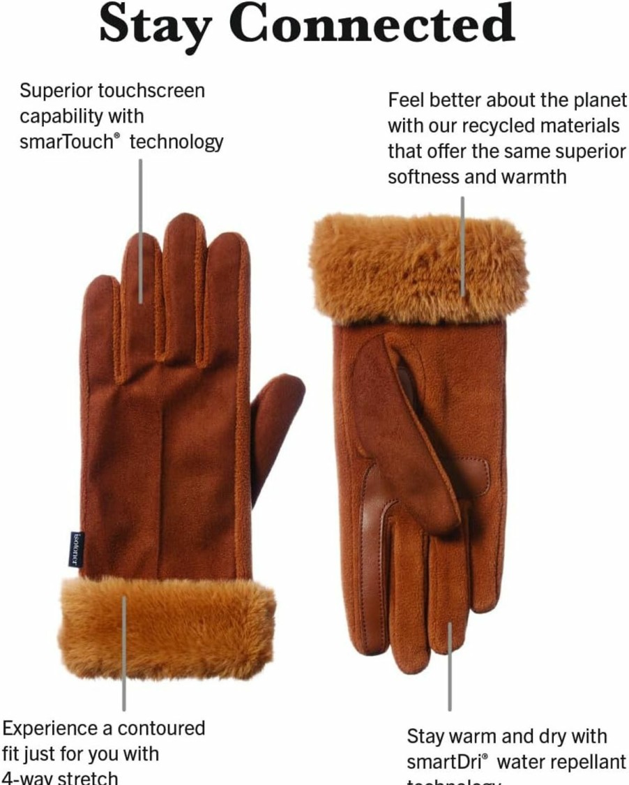 isotoner Isotoner Womens Mya Microsuede Glove W/Fur Cuffgloves Hot