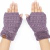 C.C C.C Fingerless Gloves Fuzzy Lined Knit Wrist Warmer Solid Ribbed Glove (Flg-25) Clearance