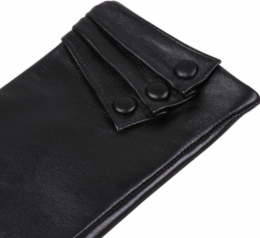 Nappaglo Nappaglo Nappa Leather Gloves Warm Lining Winter Button Decoration Lambskin For Women New