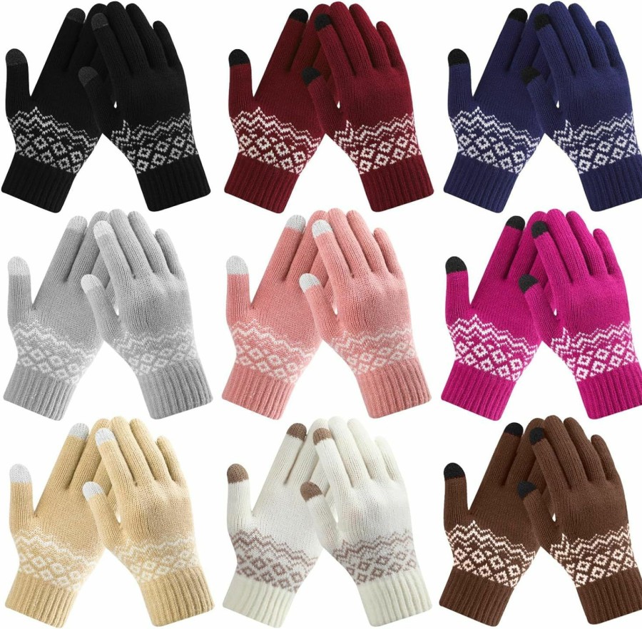 Suhine Suhine 9 Pairs Women'S Winter Touchscreen Gloves Fleece Lined Knit Elastic Warm Gloves Thermal Cuff Winter Texting Gloves For Christmas Women Cold Weather Outdoor Sports, 9 Colors Online