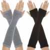 Yolev Yolev 2 Pairs Long Fingerless Gloves For Women Knit Arm Warmers Thumb Hole Stretchy Gloves Cold Weather Gloves New