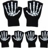 Knowfunn 3 Pairs Gloves Stretch Knitted Gloves Winter Warm Luminous Gloves Knit Black Halloween Gloves Accessories Skeleton Gloves New