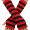 Sumleno Y2K Striped Arm Warmers Long Fingerless Knitted Gloves Punk Gothic Alt Emo Scene Cool Winter Arm Sleeves Grunge Accessories Clearance