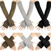 SATINIOR Satinior 6 Pairs Arm Warmers Fingerless Gloves Knit Wrist Warmers Fingerless Gloves Knitted Arm Warmers With Thumb Hole For Women Girls, Multicolor Hot