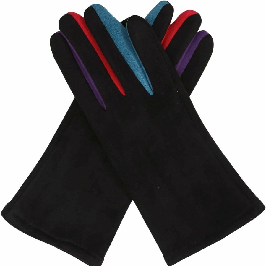 RainCaper Raincaper Black/Multi-Color Brights Warm Touch Screen Gloves Texting Gloves All-Season Travel Fashion & Dressy Gloves Fit Most Clearance