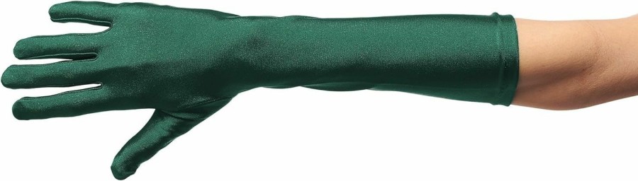 Greatlookz Fashion Belle Of Ball Matte Satin Elbow Length Gloves, Hunter Green New