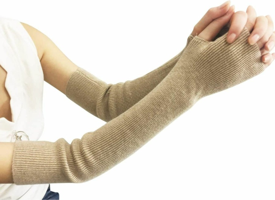 SuraHot Surakey Fingerless Gloves - Women Winter Knit Cashmere Warm Arm Warmers Long Gloves Knitted Weave Wrist Cold Protection Navy Blue Hot