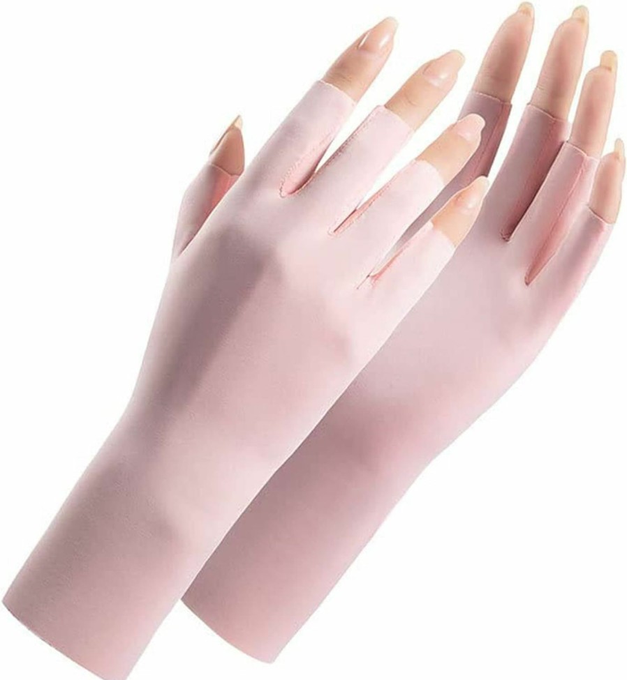 UTOWO Utowo Cool Ice Silk Fingerless Gloves For Women Summer Sunblock Non-Slip Uv-Protect Light-Thin Driving Gloves Girl Hot