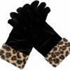 DINPREY Dinprey Women'S Stretch Fleece Leopard Print Gloves Animal Leopard Print Faux Fur Trim Touchscreen Gloves Hot