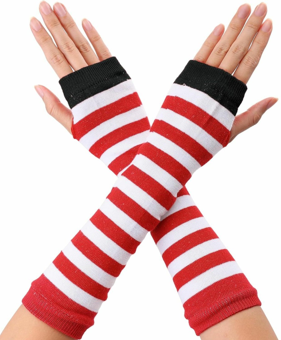 Allegra K Allegra K Women'S Fingerless Gloves Printed Elbow Length Knitted Arm Warmers Wholesale