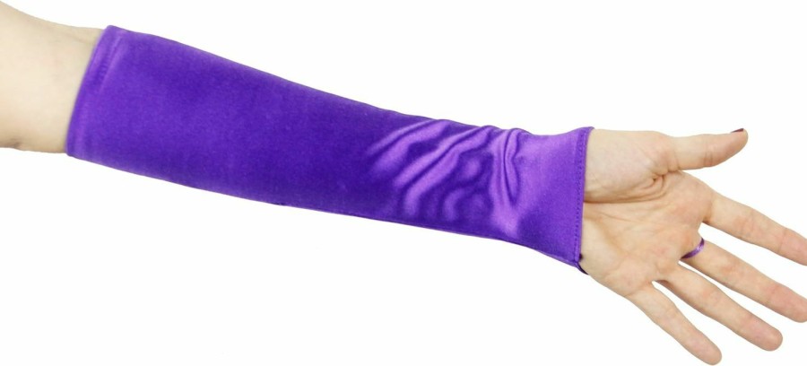 Greatlookz Cinderella Satin Fingerless Elbow Length Gloves, Purple Hot