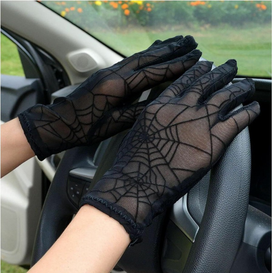 Generic Black Gloves Cobweb Gothic Halloween Hot