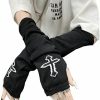 Skateboard Frog Skateboard Frog Women Gloves Goth Arm Sleeve Cool Black Moon Cross Printed Hip Hop Arm Warmers Hot