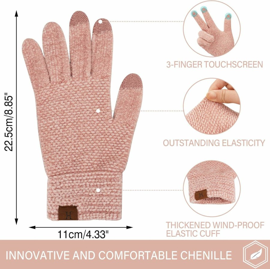 FZ FANTASTIC ZONE Fz Fantastic Zone Womens Winter Touchscreen Gloves For Cold Weather, Chenille Warm Knit Gloves Clearance