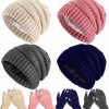 Jadive 4 Sets Winter Knitted Beanie Hat Glove Set For Women Soft Warm Hat Touchscreen Gloves Winter Hats Winter Gloves For Women (Dark Gray, Navy Blue, Beige, Pink) Hot