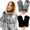 Geyoga Geyoga 2 Pairs Women Rabbit Fur Gloves, Winter Mittens Knitted Fingerless Gloves Soft Arm Warmers Cold Weather Elasticity Wholesale