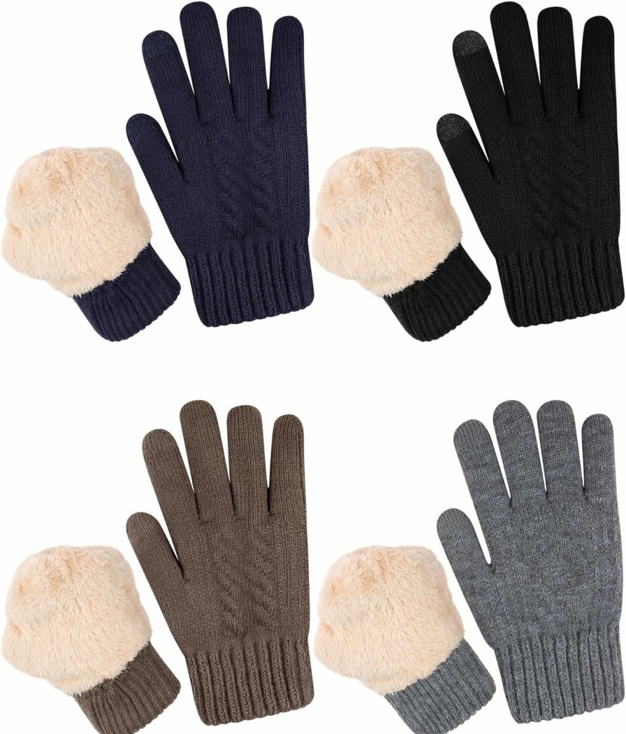 Janmercy Janmercy 4 Pairs Thick Gloves For Women Fleece Lined Gloves Ladies Gloves Winter Touchscreen Extra Warm Insulated Gloves For Women Clearance