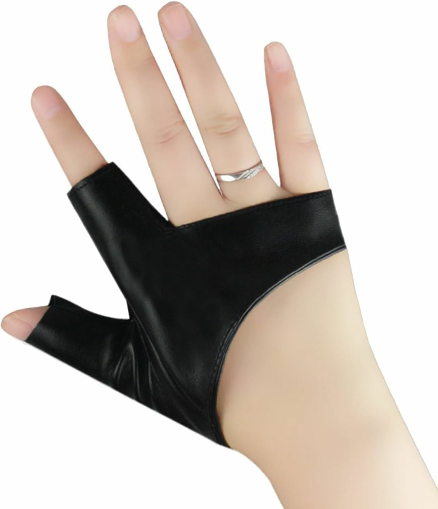 Long Keeper Long Keeper Pu Leather Fingerless Gloves For Women Punk Black Half Plam Unlined Gloves Dancing Performance Gloves Wholesale