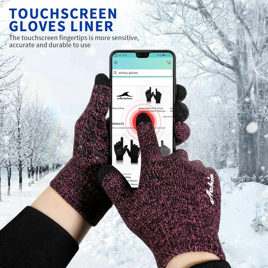 Achiou Achiou Winter Gloves For Men Women, Upgraded Thicken Touch Screen, Anti-Slip Silicone Gel, Thermal Soft Knit Lining Wholesale