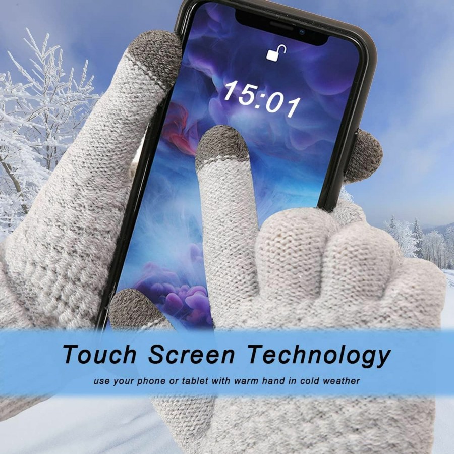 BOYIVI Boyivi 3 Pairs Women'S Winter Touchscreen Gloves Warm Knit Gloves Winter Fleece Lined Mitten Elastic Cuff Texting Gloves Hot