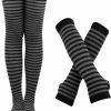 Urieo Urieo Striped Knee High Socks Knitted Arm Leg Warmers Set Knit Costume Long Fingerless Gloves With Thumb Hole For Women Clearance