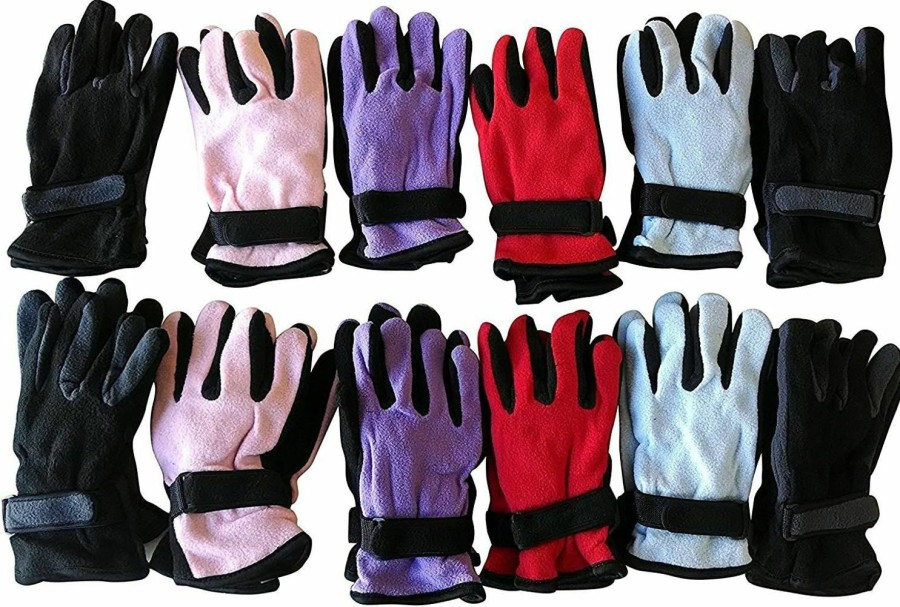 Yacht & Smith Yacht & Smith Value Pack Of Uni Warm Winter Fleece Gloves, Many Colors, Mens, Womens And Kids New