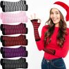 Sintege Sintege 6 Pairs Winter Striped Women Arm Warmers Long Fingerless Gloves Thumbhole Gloves Stretchy Arm Warmers For Adults Christmas Cosplay Accessories Best