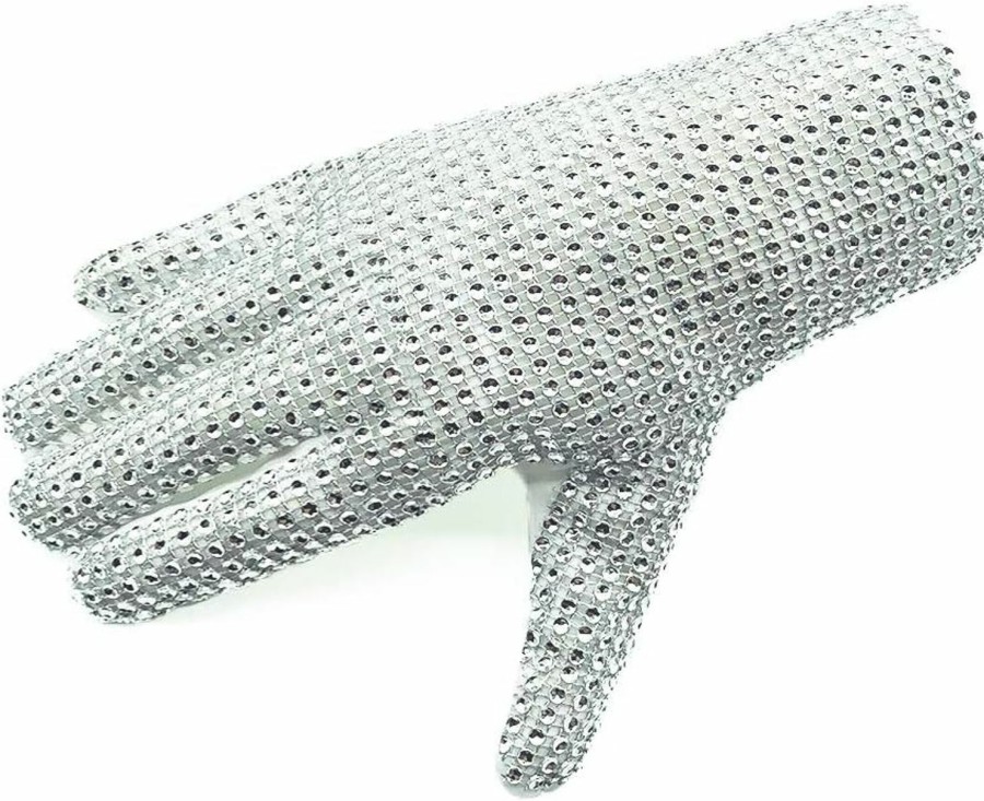 Gn2u Rhinestone Glove Silver Sequin Dance Gloves Classic Diamond Rhinestone Punk Glove… Online