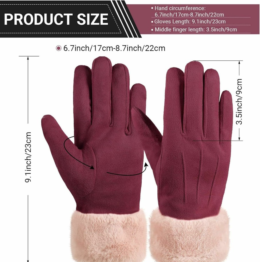 SATINIOR Satinior 3 Pairs Winter Warm Touchscreen Gloves Women'S Fleece Lining Texting Gloves Fuzzy Soft Winter Gloves For Skiing Clearance