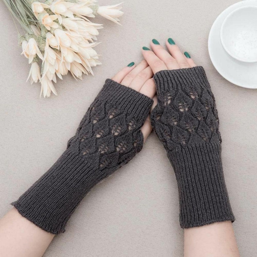 SuraWholesale Surakey Women Arm Warmer Gloves - Wrist Gloves Winter Long Fingerless Gloves Warm Fashion Mitten Knit Crochet Hollow For Girl Wholesale