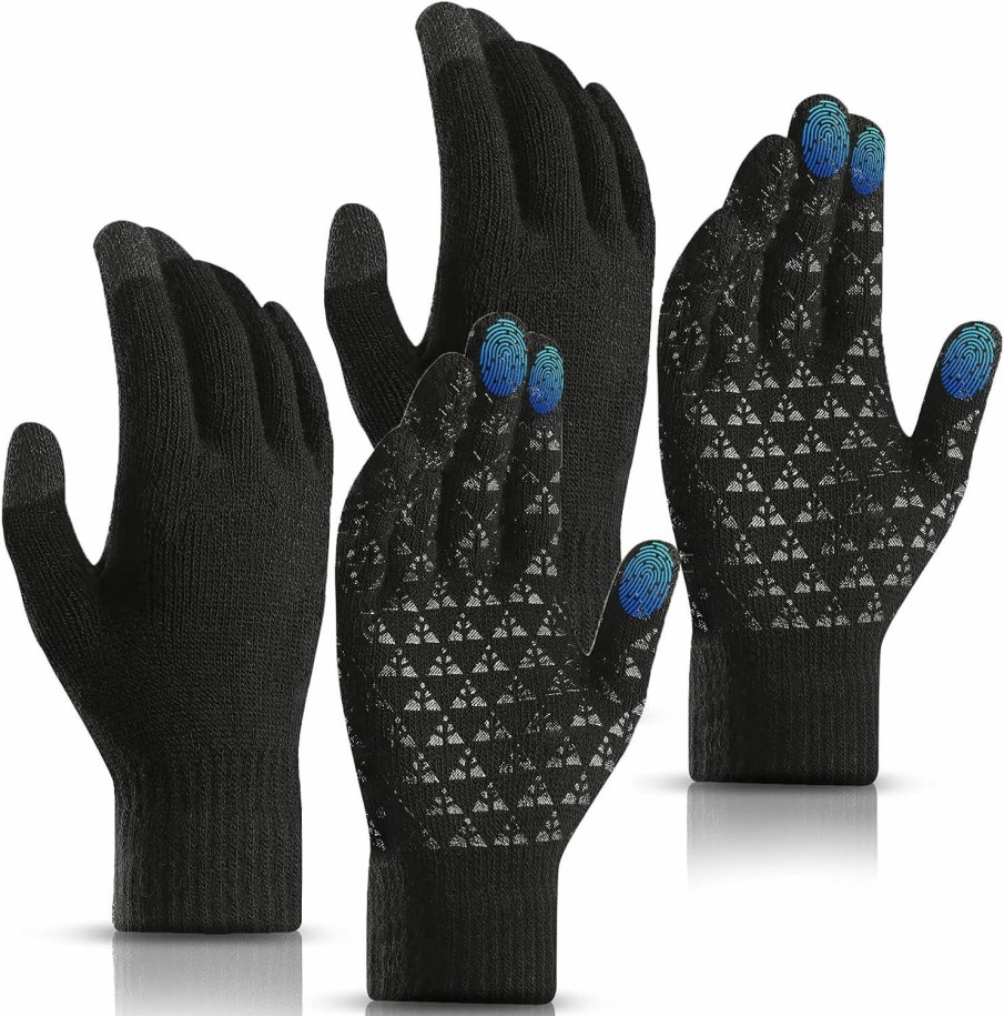 joyliveCY 2 Pack Winter Gloves, Gloves For Cold Weather, Touch Screen Anti-Slip Fleece Lined Soft Knit Gloves For Men Women Hot