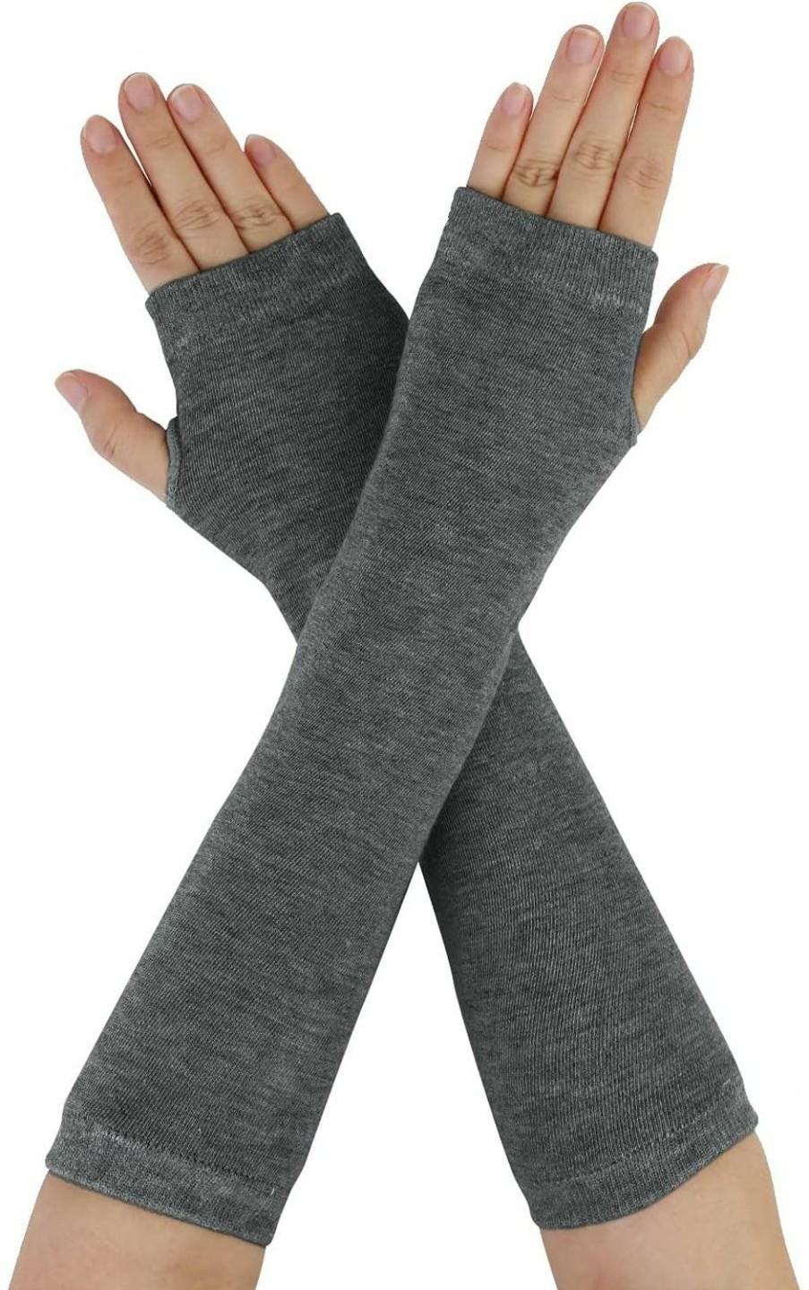 Allegra K Allegra K Dark Gray Fingerless Elastic Winter Thick Arm Warmers Gloves For Ladies One Size Dark Gray Hot