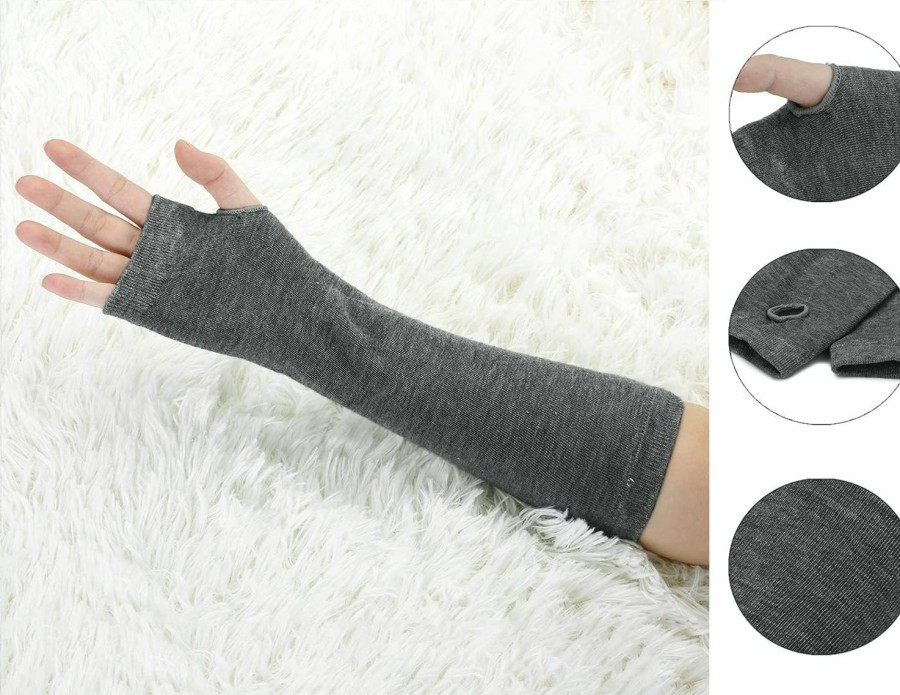 Allegra K Allegra K Dark Gray Fingerless Elastic Winter Thick Arm Warmers Gloves For Ladies One Size Dark Gray Hot