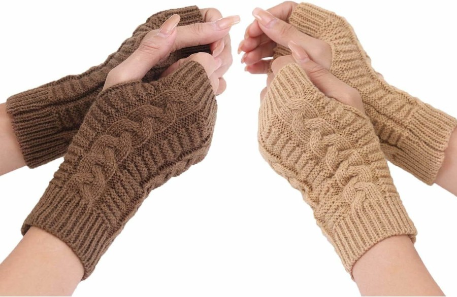 Olbye Olbye Women Fingerless Gloves Crochet Thumb Hole Hand Warmers Knit Soft Arm Warmers Mittens Wrist Gloves For Women And Girls Hot