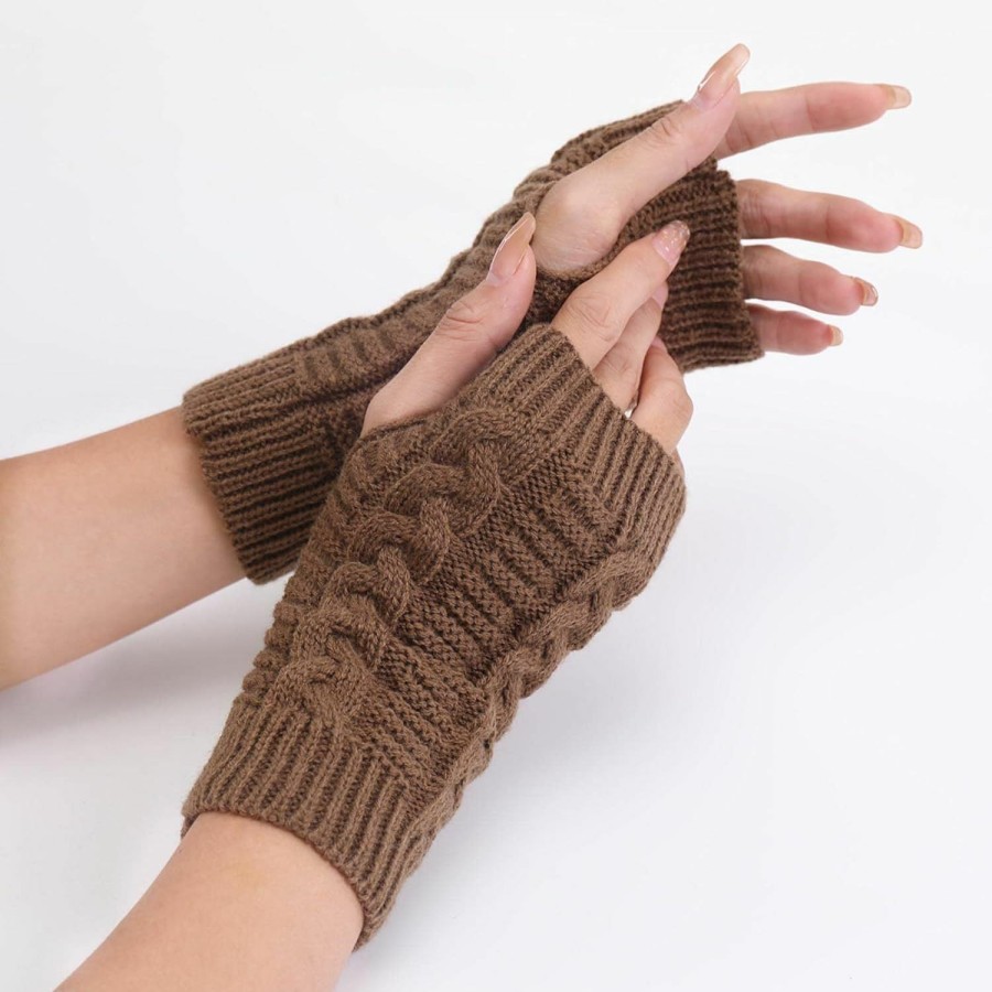 Olbye Olbye Women Fingerless Gloves Crochet Thumb Hole Hand Warmers Knit Soft Arm Warmers Mittens Wrist Gloves For Women And Girls Hot