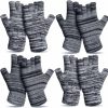 Syhood Syhood 4 Pairs Warm Half Finger Gloves Winter Fingerless Gloves Stretchy Knit Gloves For Men Women New