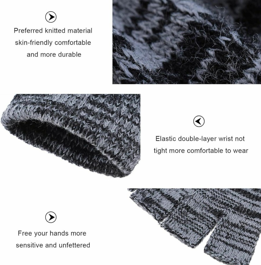 Syhood Syhood 4 Pairs Warm Half Finger Gloves Winter Fingerless Gloves Stretchy Knit Gloves For Men Women New