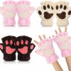 Geyoga Cat Paw Gloves 3 Pairs Kawaii Gloves Cat Paws Cosplay Faux Fur Plush Cat Gloves Lion Paws Fingerless Gloves For Girls Women New