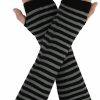 Allegra K Allegra K Lady Fingerless Stripes Prints Fabric Arm Long Gloves Warmers Pair 30 X 9Cm/ 12 X 3.5 Inches(L*W) Gray Black Hot