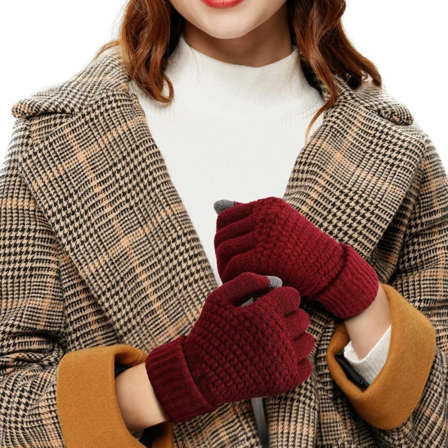 TOBEHIGHER Tobehigher 4 Pairs Winter Gloves - Winter Gloves Women Gloves For Women Cold Weather, Winter Gloves With Elastic Cuff Knit Hot