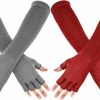 Geyoga 2 Pairs Winter Fingerless Gloves Long Thermal Knitted Mittens Stretchy Arm Warmers Half Finger Gloves For Men Women, 11 Inch Best