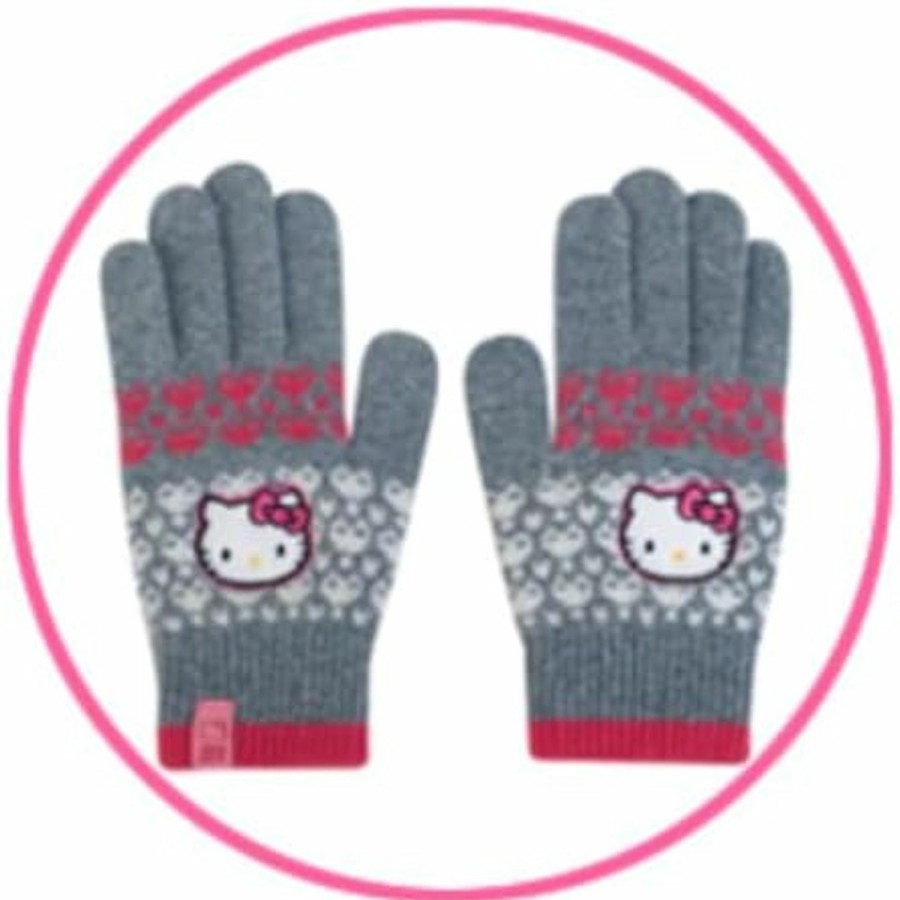 Bandal & Neoul Bandal & Neoul Hellokitty'S Pink & Gray Wool Gloves For Women - Cold Weather Gloves Officially Licensed Clearance