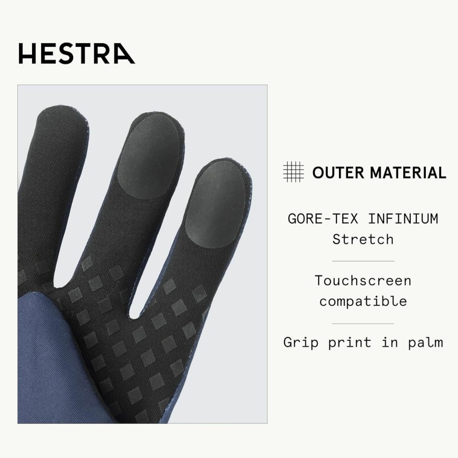 Hestra Hestra Infinium Stretch 5-Finger Glove Liner I Machine Washable, Touch Screen Compatible Liner For Added Warmth Best