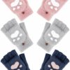 Bencailor Bencailor 3 Pairs Winter Fingerless Gloves Warm Convertible Mittens Flap Cover Cat Paw Gloves For Women Cold Weather Cosplay Wholesale