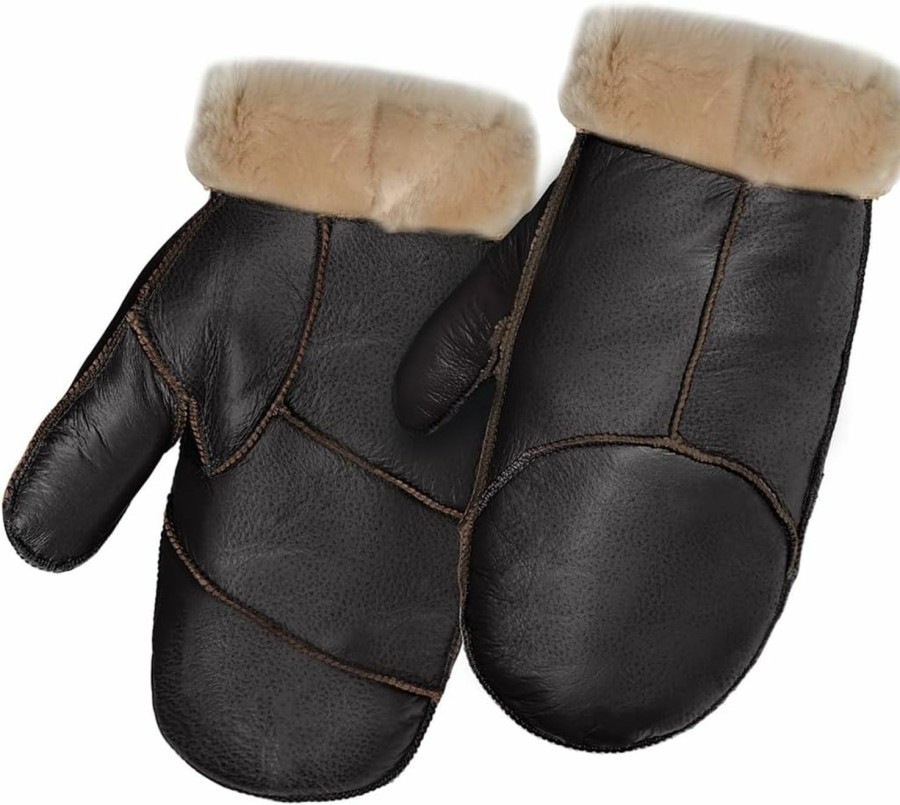 Harssidanzar Harssidanzar Women Mittens,Winter Warm Genuine Leather Sheepskin Shearling Fur Lined Mittens Gloves Kl031Us New