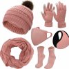 TAINAT 6 Packs Winter Knitted Warm Set Scarf Beanie Hat Gloves Face Cover Earmuff Warmer Stocking For Women Wholesale