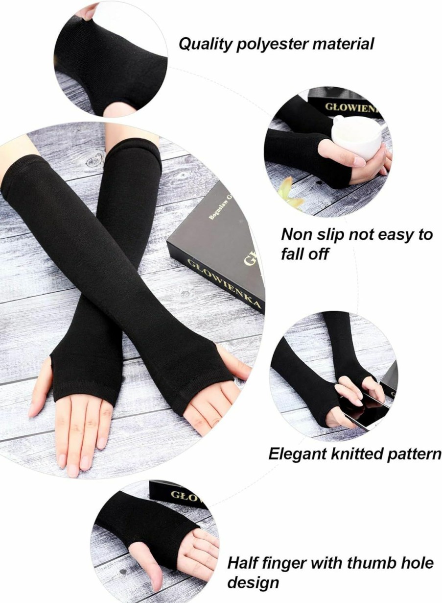 Bememo Bememo 4 Pairs Arm Warmer Fingerless Gloves For Women Long Arm Sleeves Knitted Elbow Length Gloves Gothic Thumb Hole Gloves Best