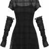 MEOWCOS.COM Meowcos Women'S Gothic Punk High Collar Short Dress With Long Arm Covers Online