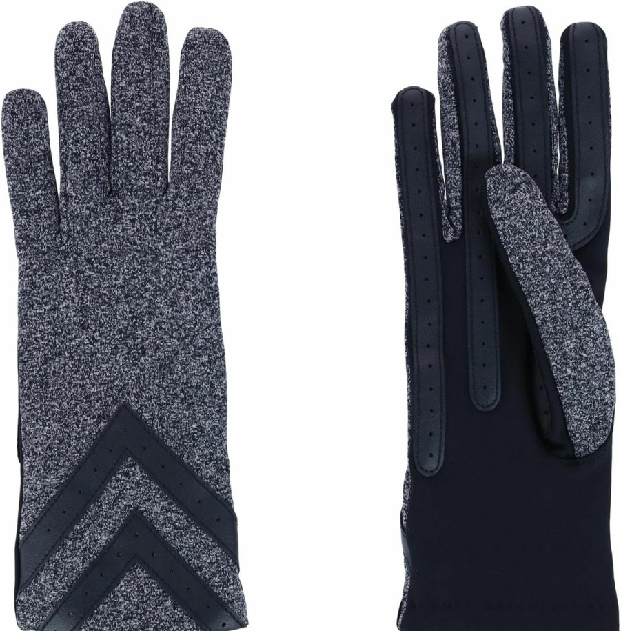 isotoner Isotoner Smartdri Smartouch 3 Button Length Spandex Chevron Gloves - A30660 (Black Heather, S/M) Wholesale