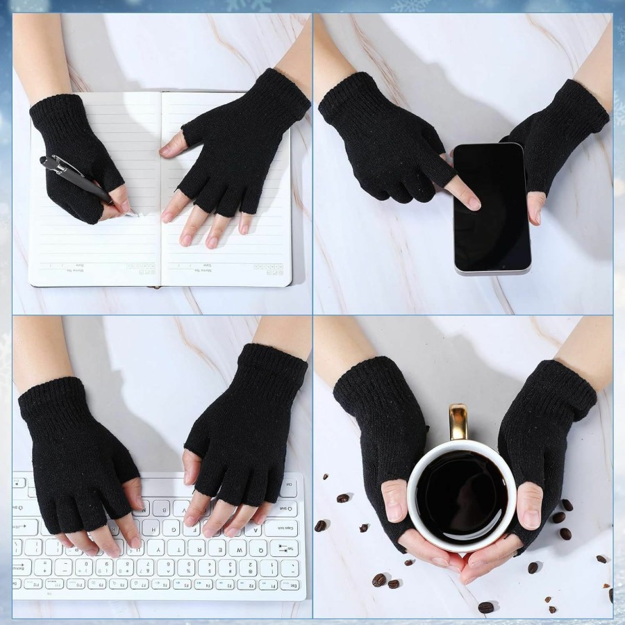 Handepo Handepo 48 Pair Fingerless Gloves Winter Knit Gloves For Women Warm Half Finger Gloves Stretchy Gloves For Men Online